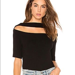 Black knit ripped cutout top